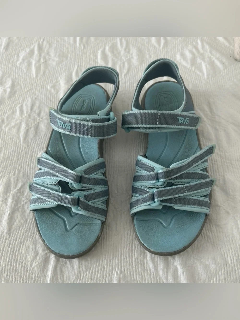 Teva Sandals, For Girls, Size 13, Color Light Blue, Gently Used.
